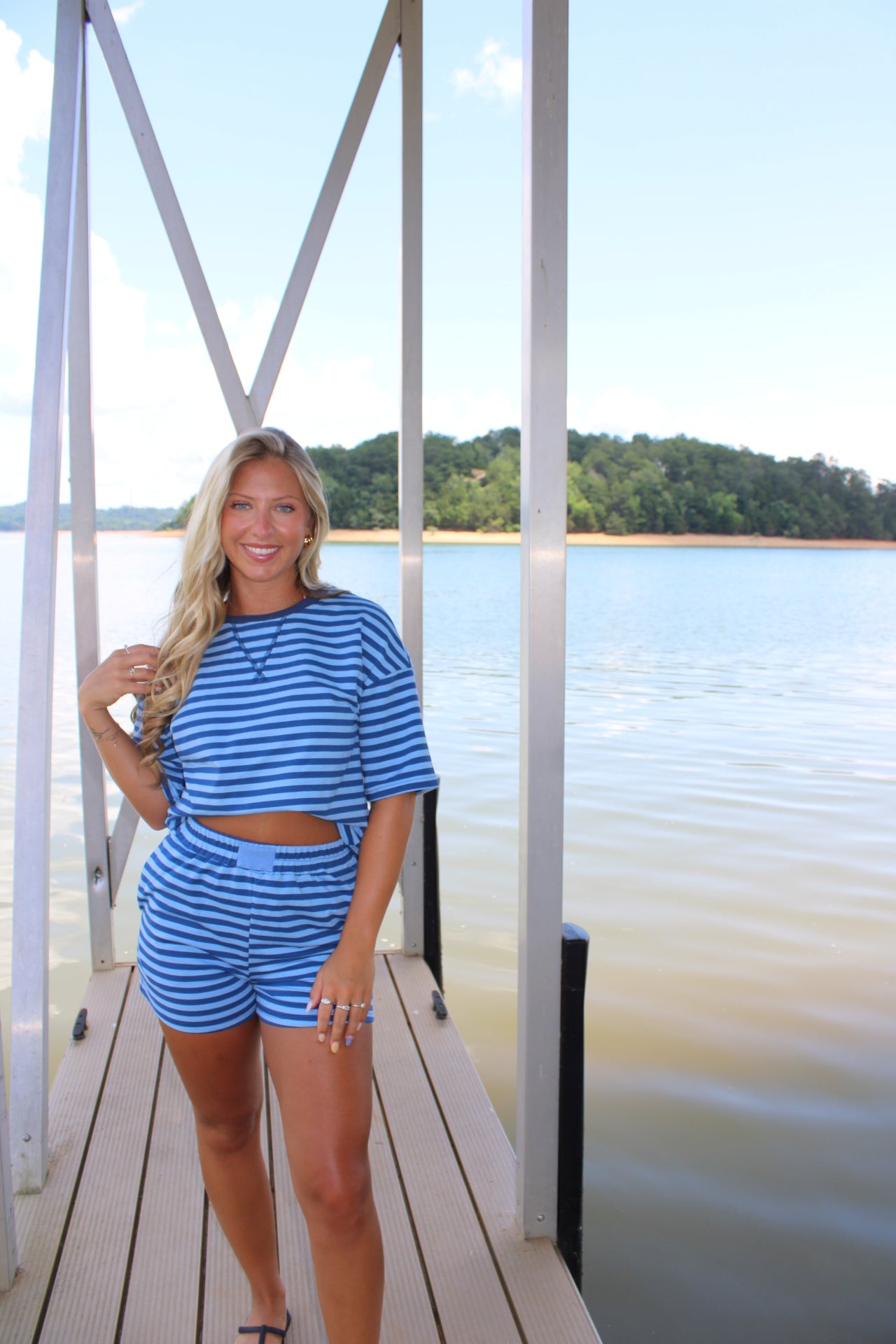 Blue Stripe Lounge Set