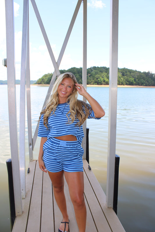 Blue Stripe Lounge Set