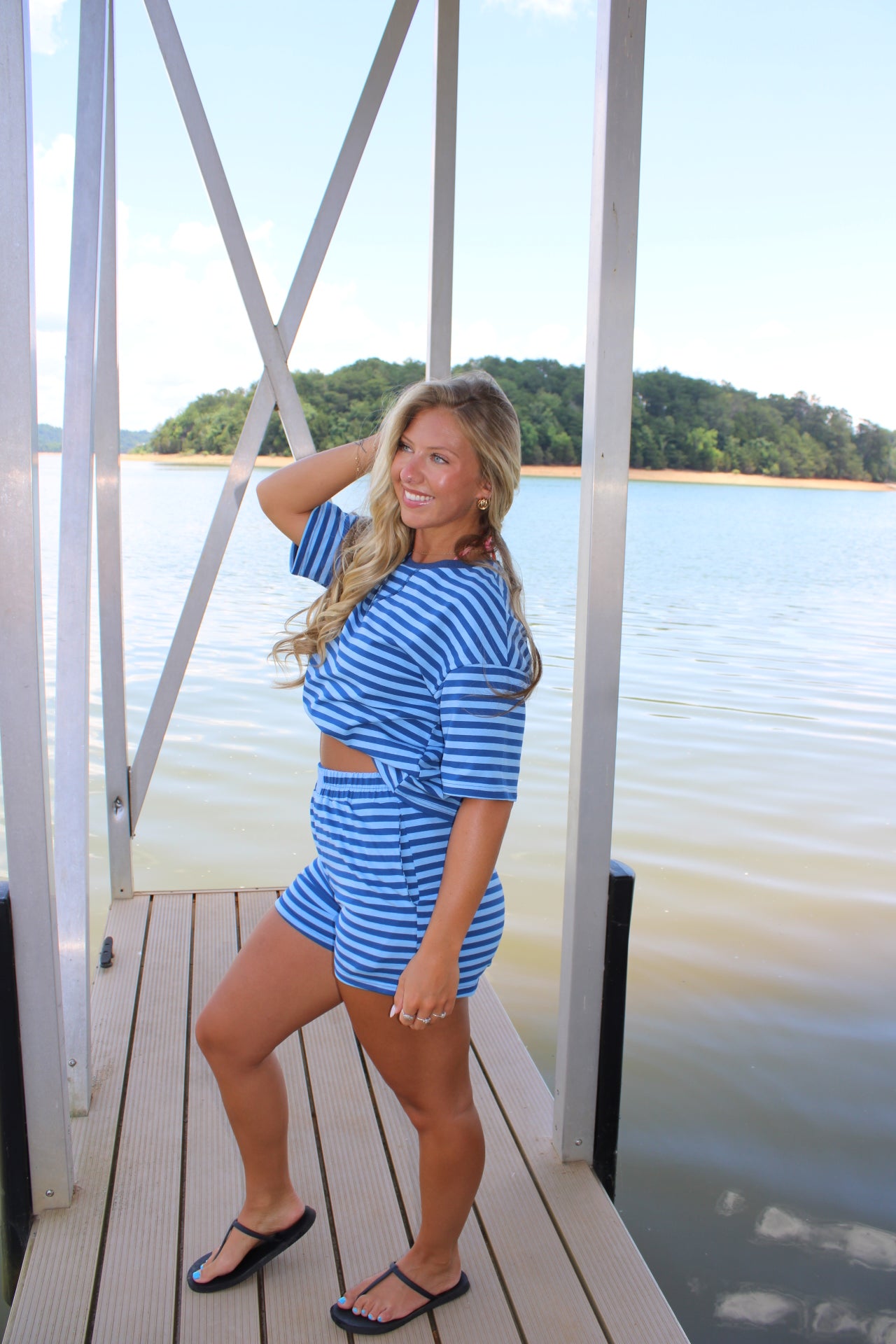 Blue Stripe Lounge Set