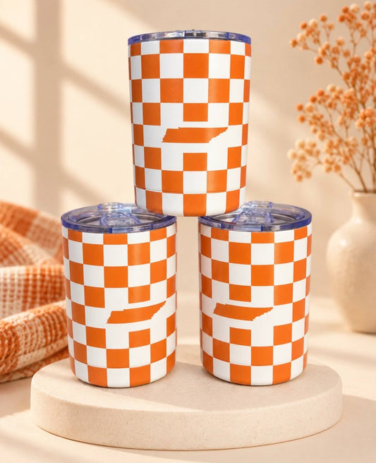 TN VOLS Checkered Wine Tumblr